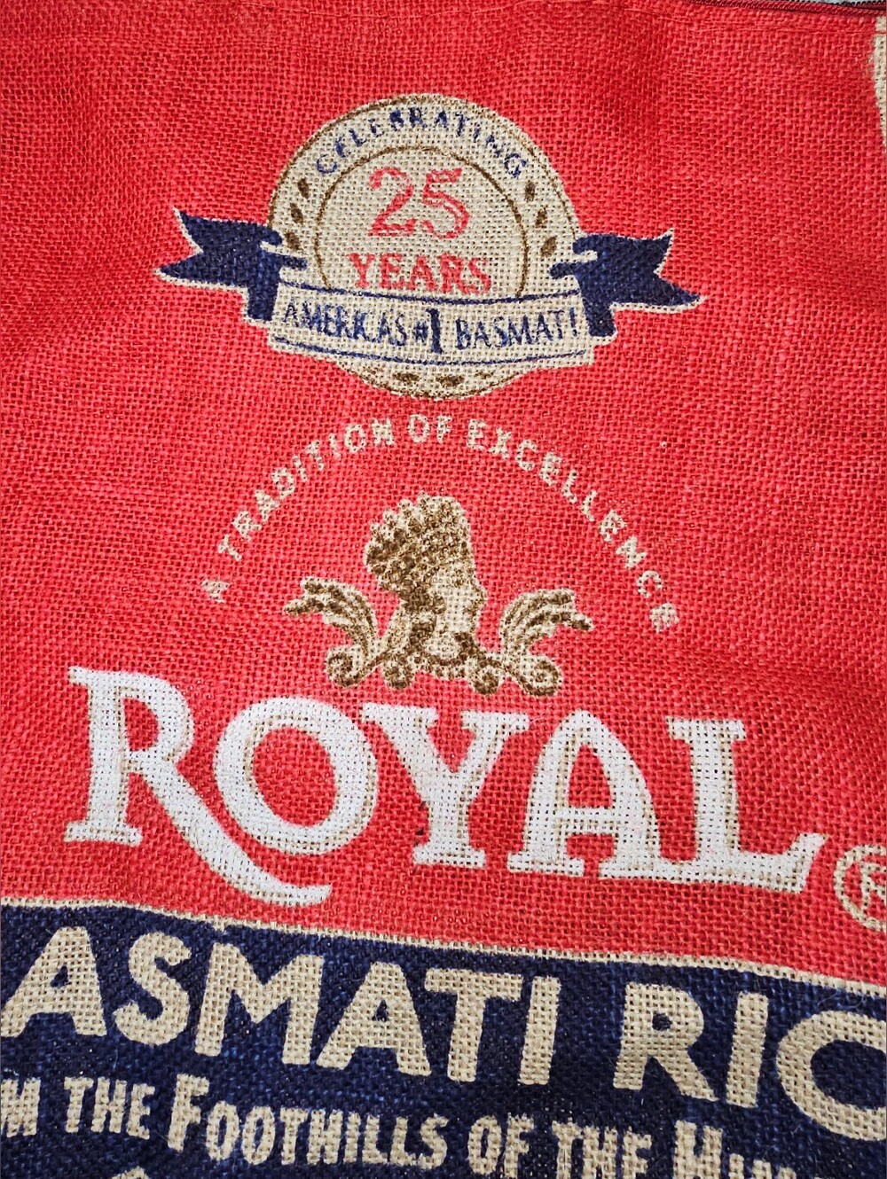 Royal Basmati Burlap Rice Tote Bag Reusable Eco Friendly - Picture 10 of 12